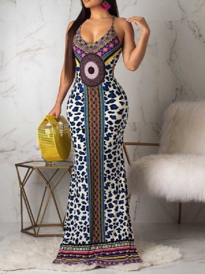 Naisten Afrikkalainen Muoti Pitkähihainen Bodycon Geometrinen Mekko