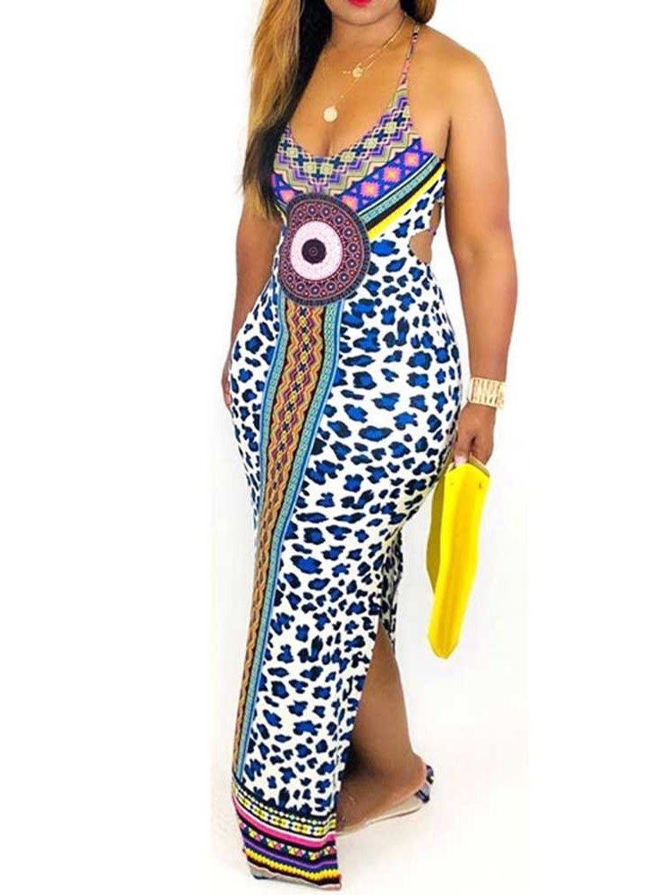 Naisten Afrikkalainen Muoti Pitkähihainen Bodycon Geometrinen Mekko