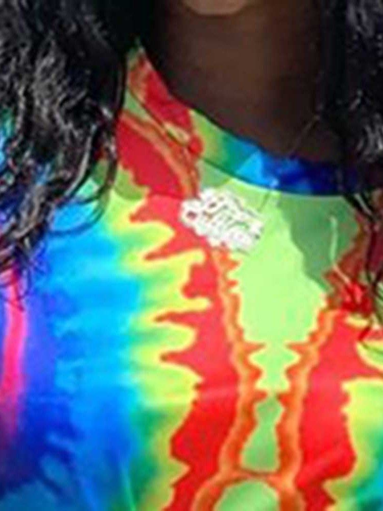 Naisten Afrikkalaista Muotia 3/4-hihat Pyöreä Kaula-aukko Polven Yläpuolelta Vartalonmyötäinen Mekko