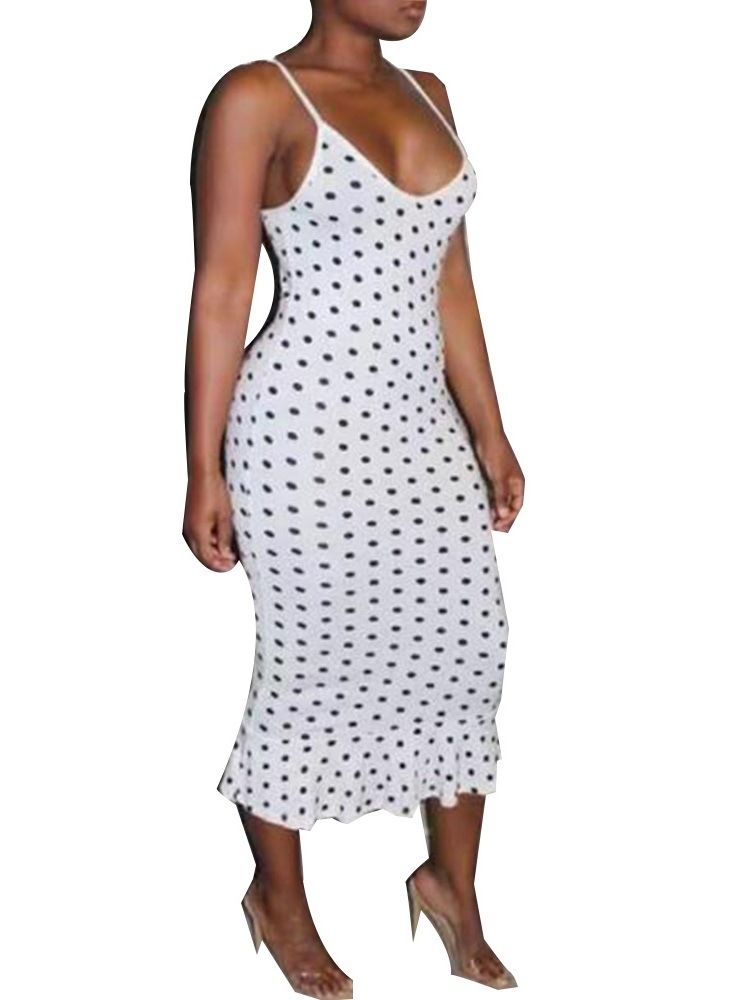 Naisten Bodycon-hihaton Spagettihihna Pilkkuja