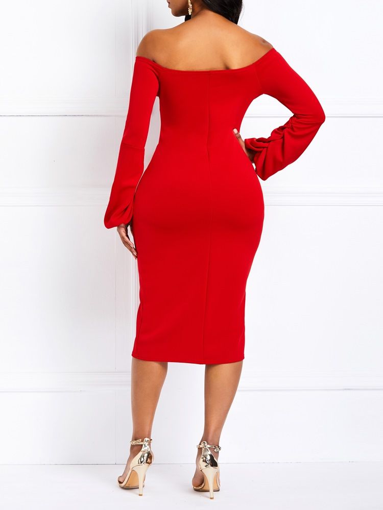 Naisten Bodycon Off Shoulder Pitkähihainen Juhlamekko