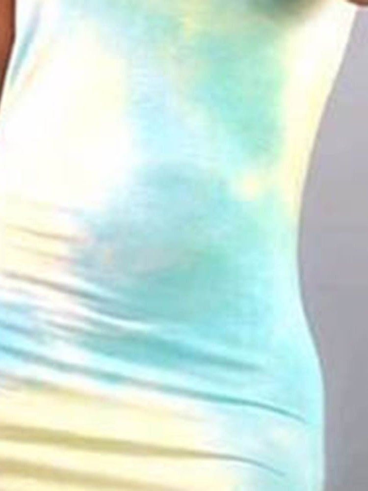 Naisten Hihaton Pyöreä Kaula-aukko Lattiaa Hipova Pituus Bodycon Tie-dye-mekko