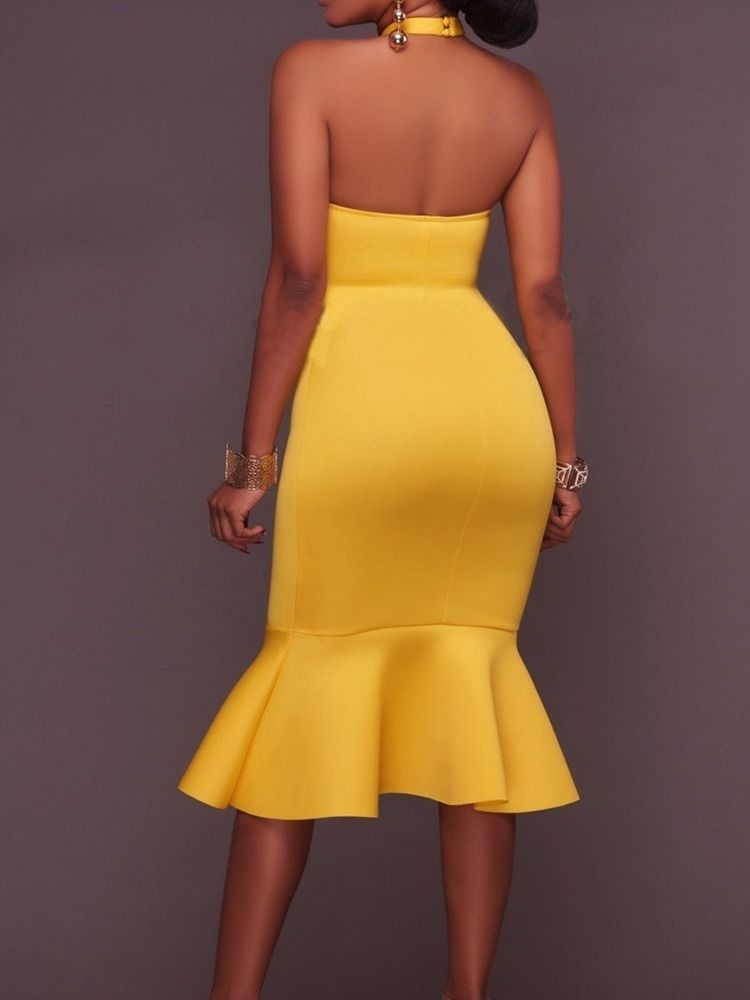 Naisten Hihaton Selkäpuolinen Vasikka-villapaita Merenneito Bodycon-mekko