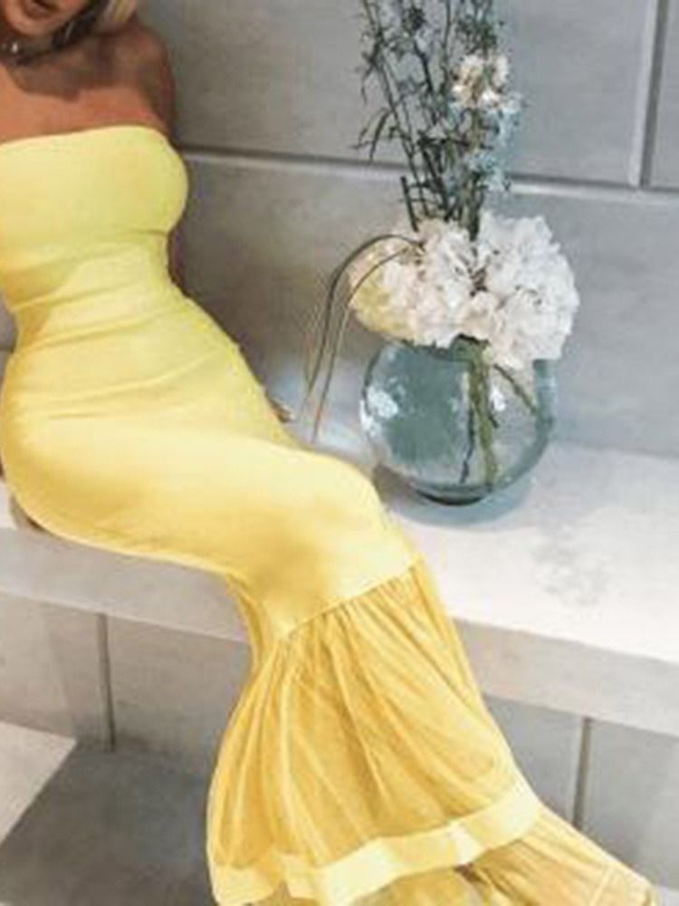 Naisten Hihaton Tilkkutäkki Lattiaa Hipova Pituus Kesän Korkea Vyötäröinen Bodycon-mekko