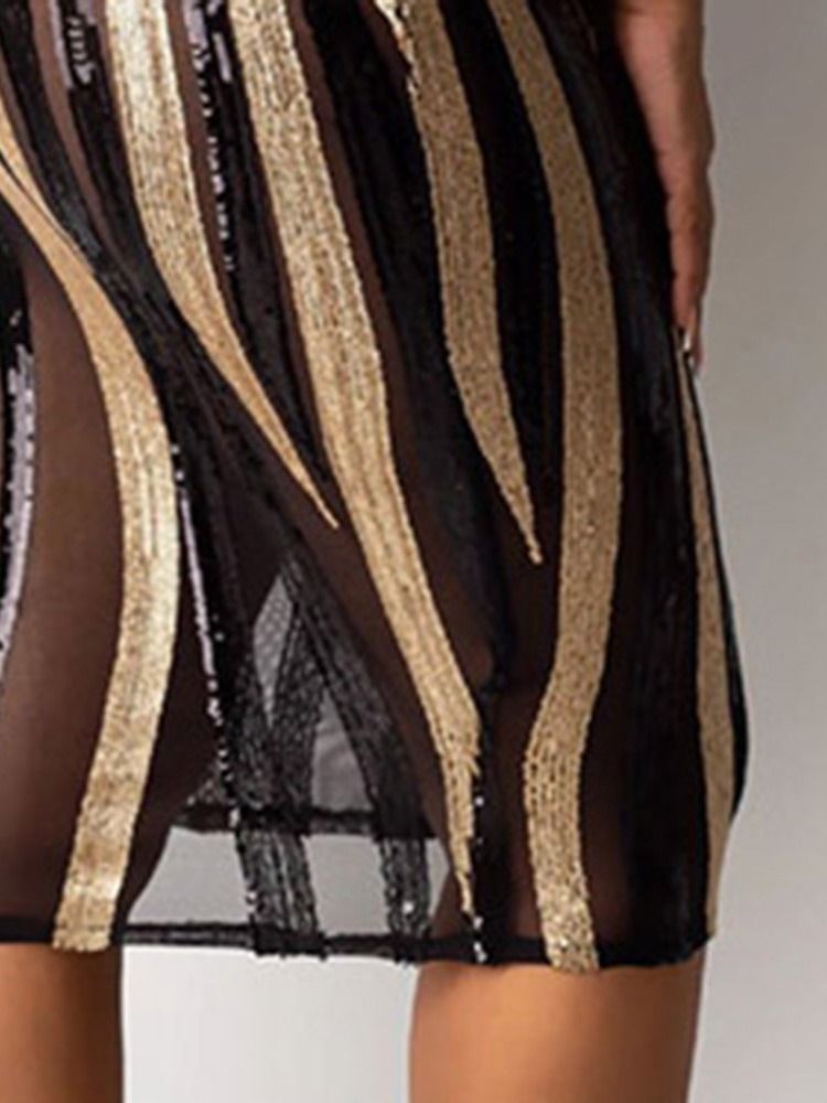 Naisten Jalusta Kaulus Läpinäkyvä Yhdeksän Pistettä Hiha Bodycon Geometrinen Mekko