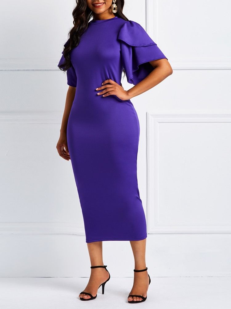 Naisten Keltainen Röyhelöpaita Patchwork Bodycon -mekko (ilman Vyötärönauhaa)