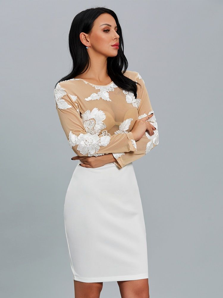 Naisten Kirjonta-ontto Ontto Bodycon-mekko