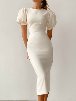 Naisten Lyhyet Hihat Lyhythihaiset Pyöreä Kaula-aukko Hienot Bodycon-mekot