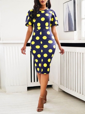 Naisten Lyhythihainen Keskipitkä Pyöreä Kaula-aukko Bodycon Polka Dots -mekko