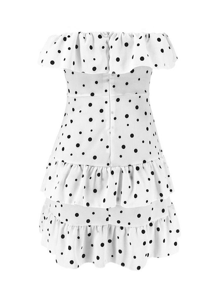 Naisten Olkaimeton Polka-pisteillä Laskostettu Hihaton Mekko Polven Yläpuolelta