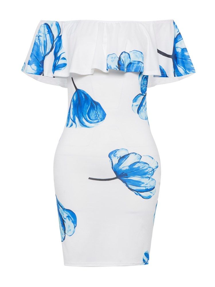 Naisten Olkapäät Paljastava Röyhelöillä Varustettu Backless-bodycon-mekko