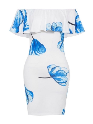 Naisten Olkapäät Paljastava Röyhelöillä Varustettu Backless-bodycon-mekko