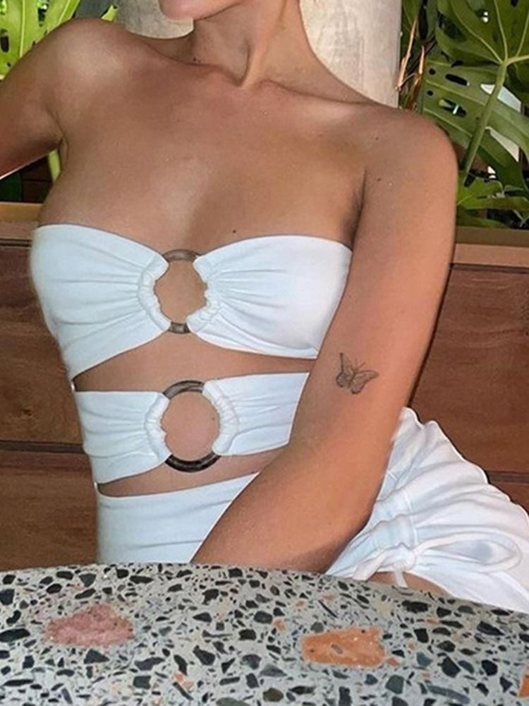 Naisten Ontto Keskitasoinen Hihaton Bodycon-villapaita