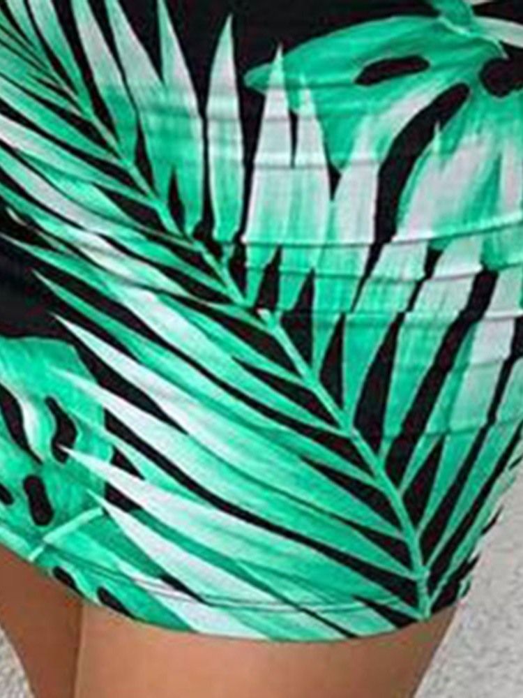 Naisten Painettu Olkaimeton Kasvien Takaosa Vartalonmyötäinen Bodycon-mekko