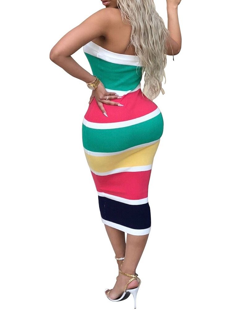 Naisten Painettu Pitkähihainen Keski-vasikanvärinen Muoti Bodycon-mekko