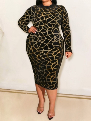 Naisten Pitkähihainen Pitkähihainen Geometrinen Bodycon-mekko