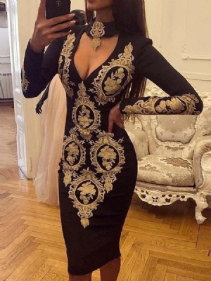 Naisten Pitkähihainen Kauluspaita Jossa Pitkähihainen Bodycon-kevätpusero