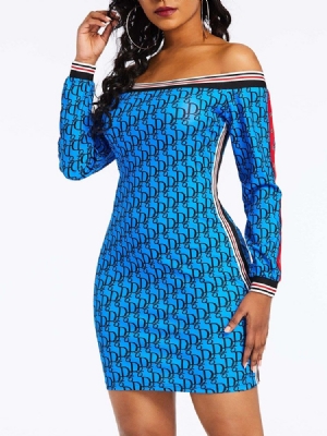 Naisten Pitkähihainen Polven Yläpuolelta Shouder Bodycon -mekko