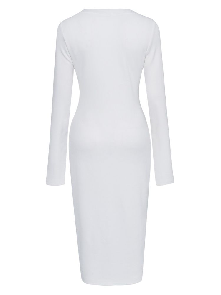 Naisten Pitkähihainen V-kaula-aukko Jossa Sivuhalkeampi Bodycon-mekko