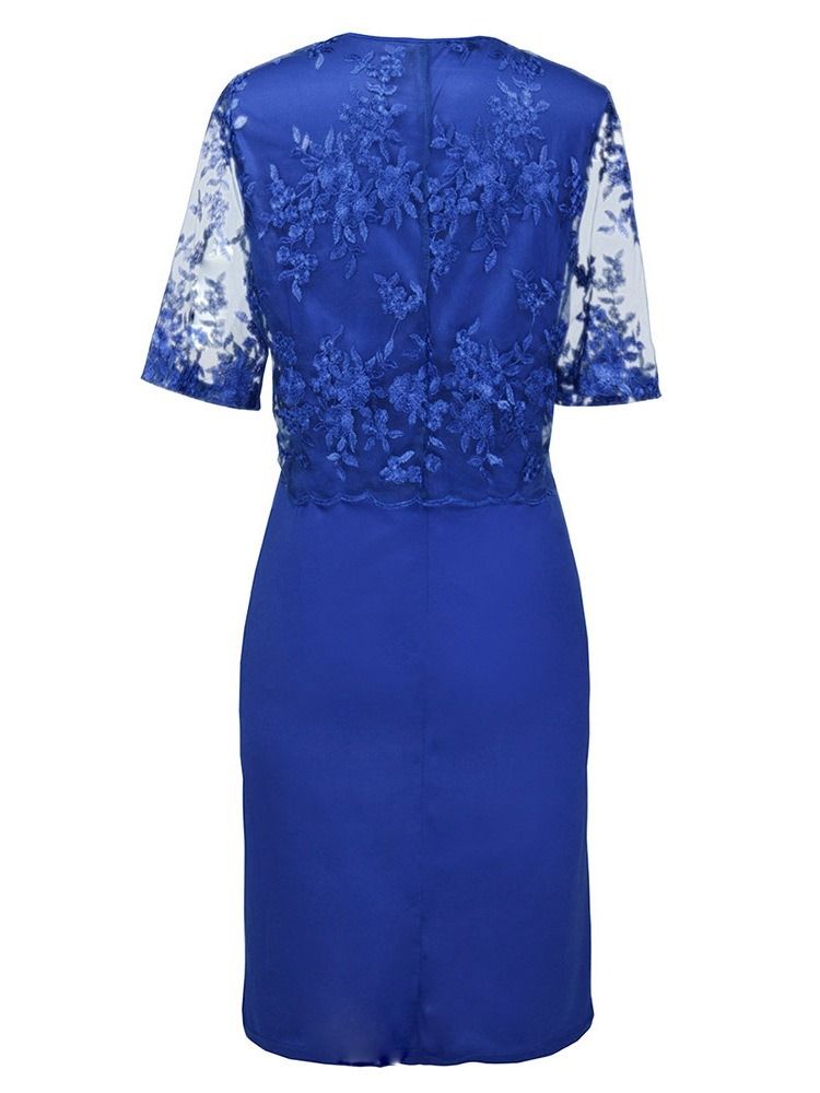 Naisten Plus-kokoinen Pitsi Puolihiha Läpinäkyvä Säännöllinen Bodycon-mekko