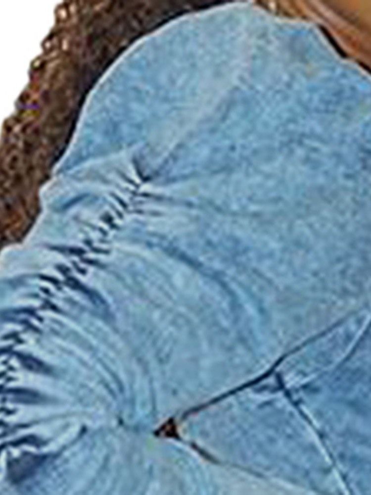 Naisten Polven Yläpuolella Laskostettu V-kaula-aukkoinen Yksivärinen Mekko