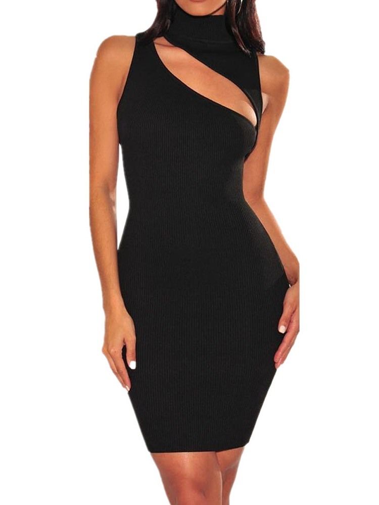 Naisten Polvipituinen Hihaton Ontto Villapaita Ontto Bodycon-mekko