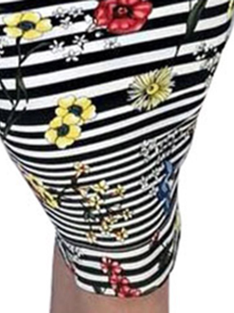 Naisten Polvipituinen Hihaton Printti Rento Raidallinen Mekko