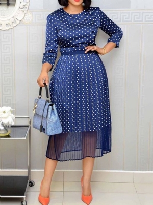 Naisten Pyöreä Kaula-aukko Korkea Vyötärö Polka Dots -mekko