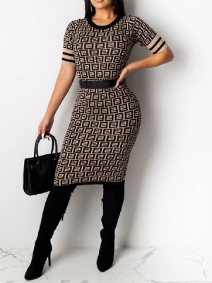 Naisten Pyöreä Kaula-aukko Polvipituinen Rento Bodycon-mekko