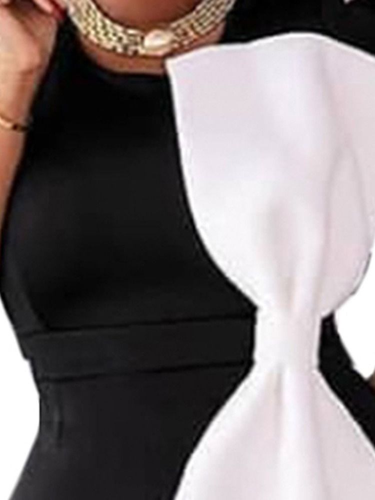 Naisten Rusetti Polvipituinen Pyöreä Kaula-aukko Bodycon-mekko