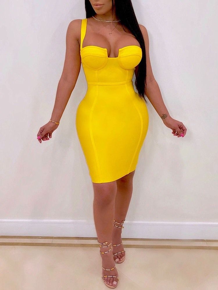 Naisten Selkäpohjainen Hihaton Yksivärinen Villapaita Bodycon-mekko