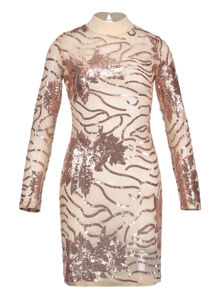 Naisten Selkätön Läpinäkyvä Paljetti Bodycon-mekko