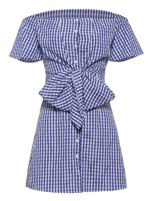Naisten Sininen Slash-kaula-aukkoinen Polyesteri Bodycon-mekko