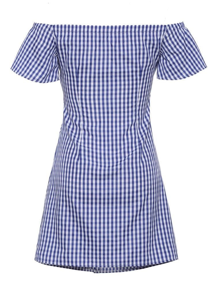 Naisten Sininen Slash-kaula-aukkoinen Polyesteri Bodycon-mekko