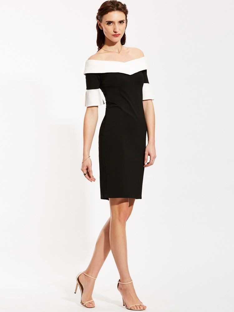 Naisten Slash Neck Backless Falbala Bodycon -mekko