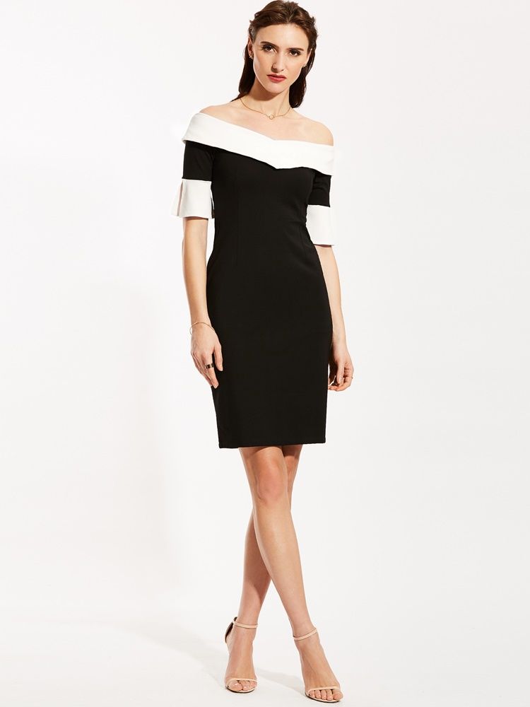 Naisten Slash Neck Backless Falbala Bodycon -mekko