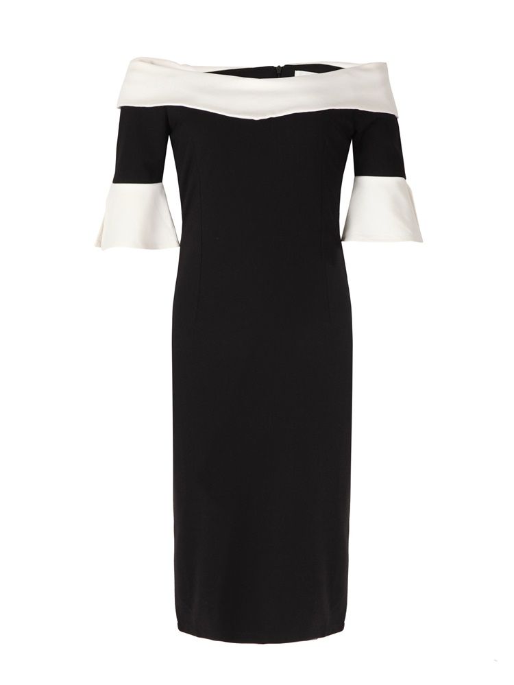 Naisten Slash Neck Backless Falbala Bodycon -mekko