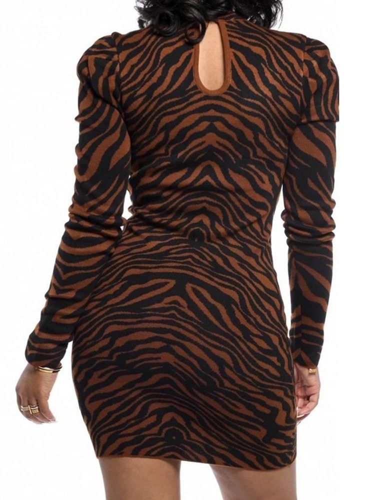 Polven Yläpuolella Oleva Kaulus Pitkähihainen Värilohko Naisten Bodycon-mekko