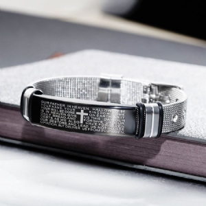 Cross Bible Titanium Steel Miesten Rannekoru
