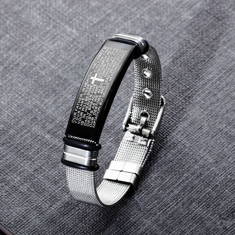 Cross Bible Titanium Steel Miesten Rannekoru