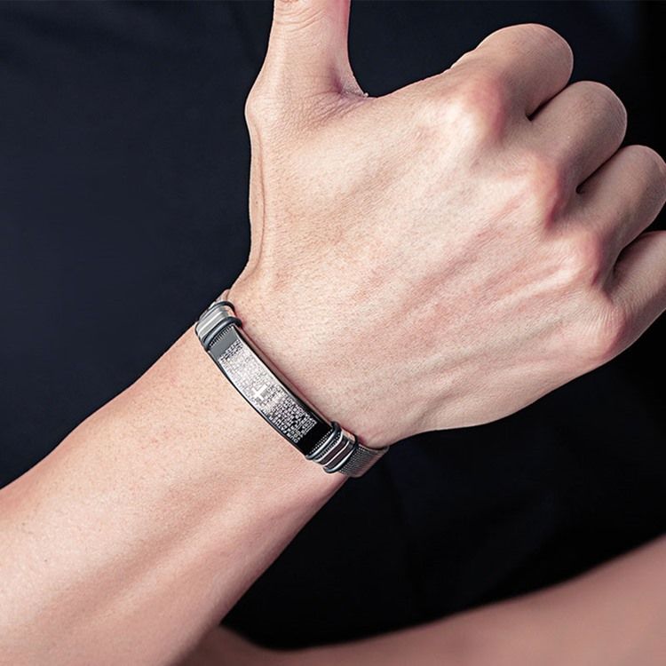 Cross Bible Titanium Steel Miesten Rannekoru