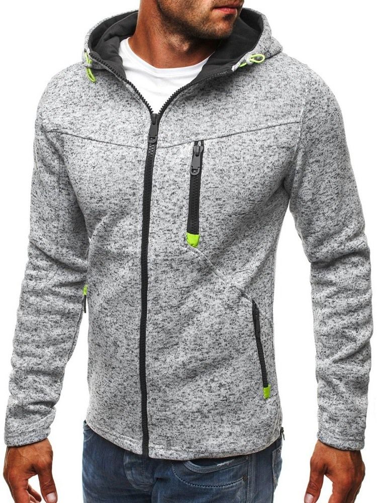 Cardigan Color Block Zipper Casual Miesten Hupparit