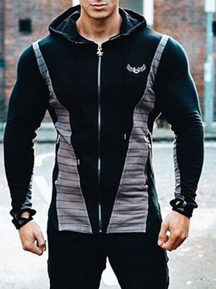 Cardigan Patchwork Color Block Sports Miesten Hupparit