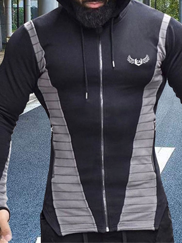 Cardigan Patchwork Color Block Sports Miesten Hupparit