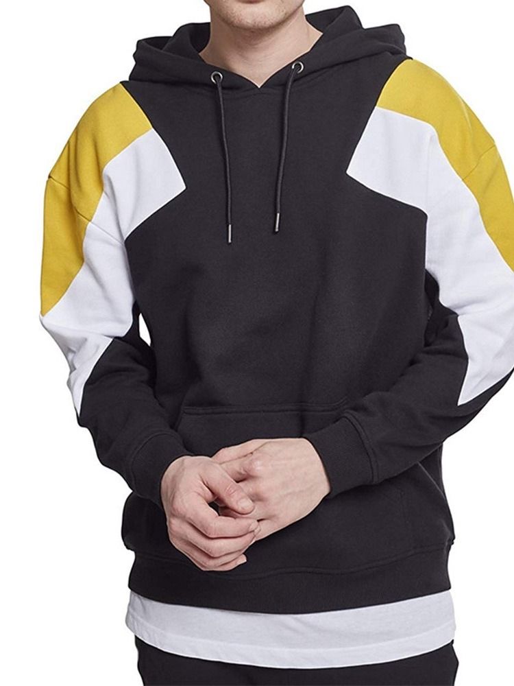 Color Block Fleece Pullover Casual Miesten Hupparit