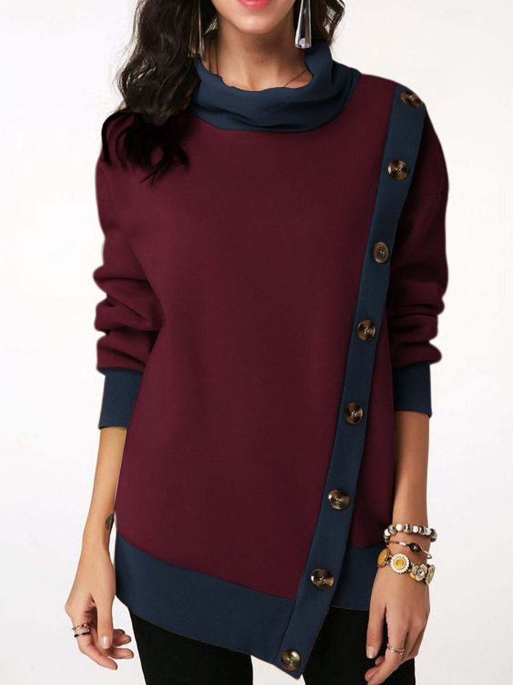 Color Block Regular Mid-length Naisten Pitkähihainen Huppari