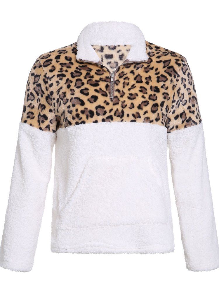Color Block Zipper Long Sleeve Stand Collar Naisten Huppari