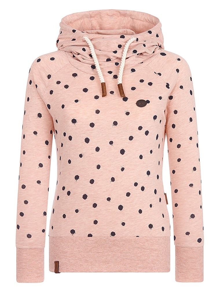 Naisten Hupullinen Pitkähihainen Hupullinen Polka Dots -huppari