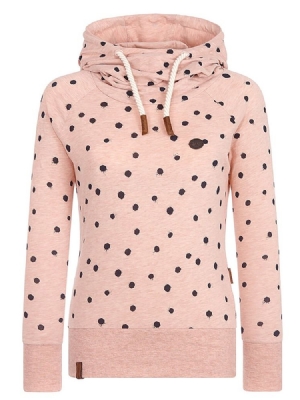 Naisten Hupullinen Pitkähihainen Hupullinen Polka Dots -huppari