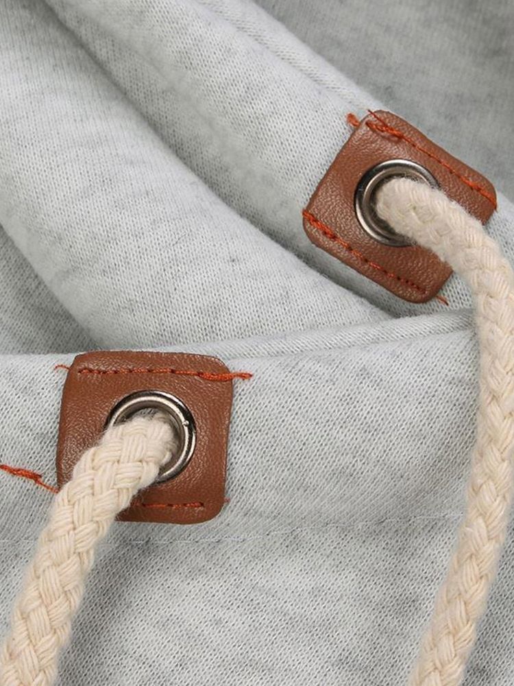 Naisten Patchwork-yksivärinen Keskipitkä Huppari